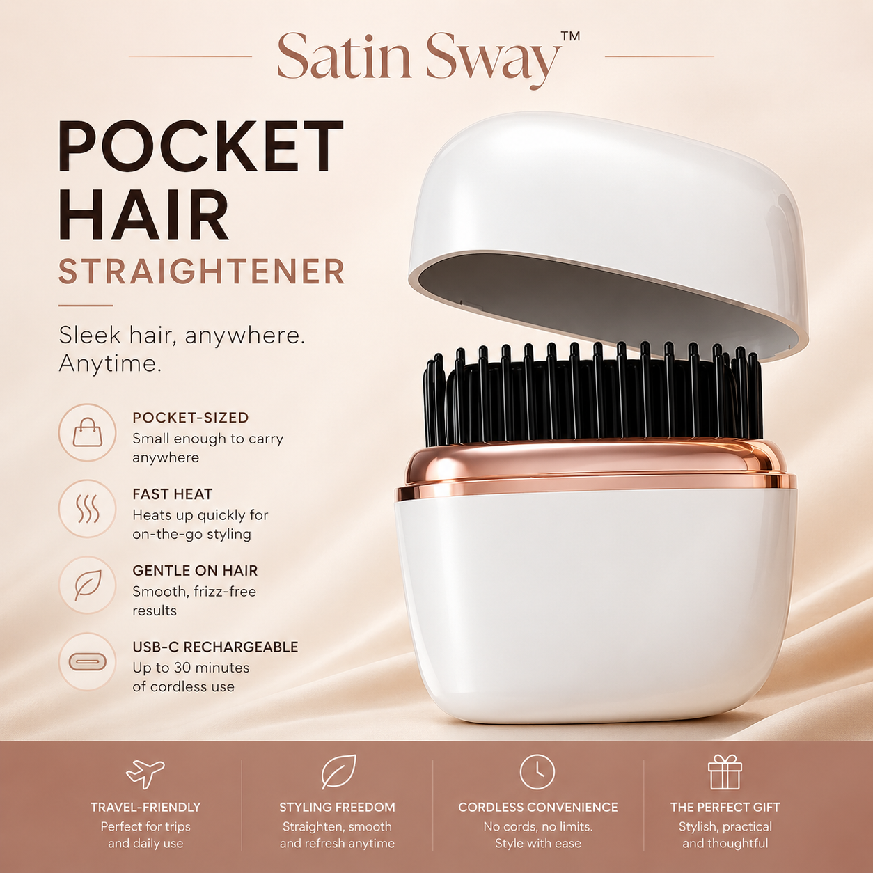 Satin Sway™ Portable Pocket Hair Straigthener